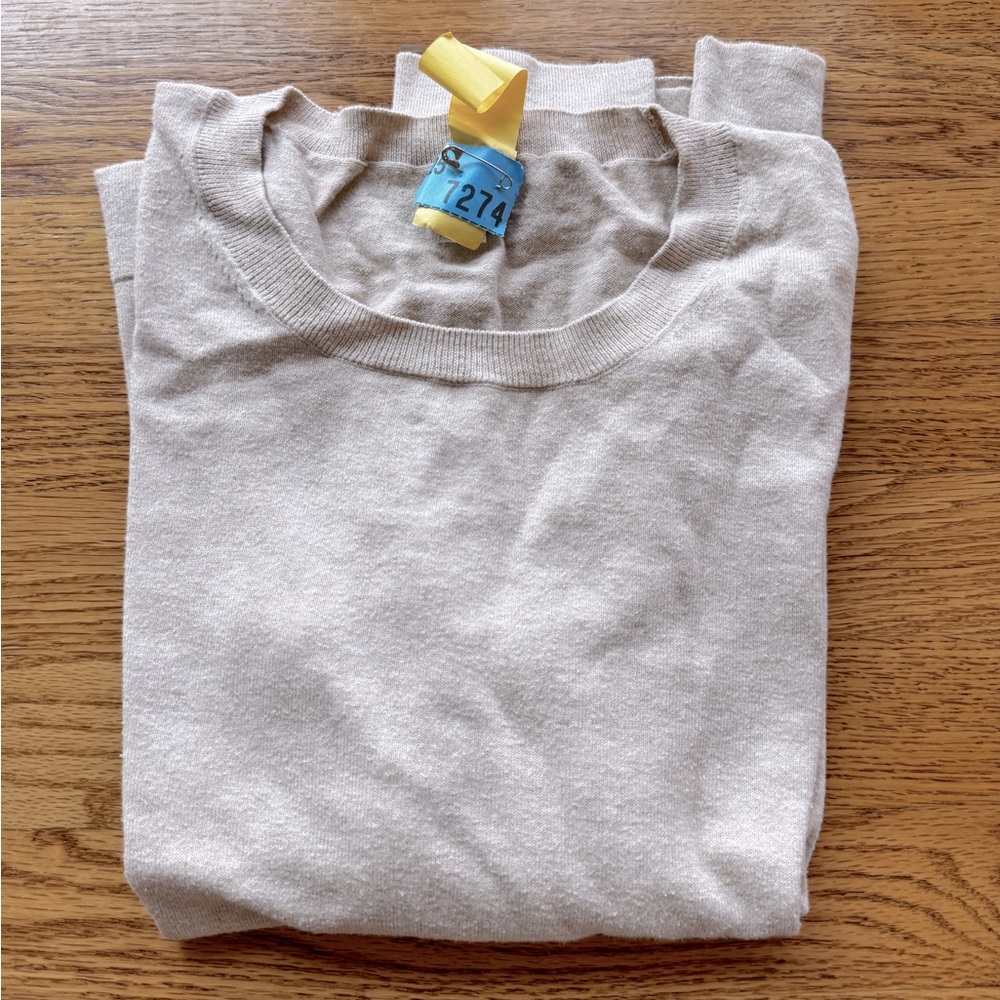 J. Crew Factory Cotton Teddie, heather light khaki, small. Fresh from drycleaner - Picture 4 of 14